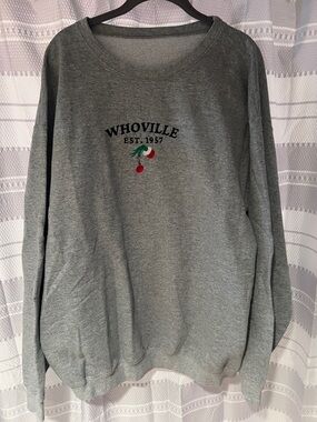 Whoville Embroidered Grey Crewneck